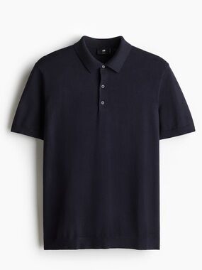 H&M Men's Dark Navy Short-Sleeve Polo
